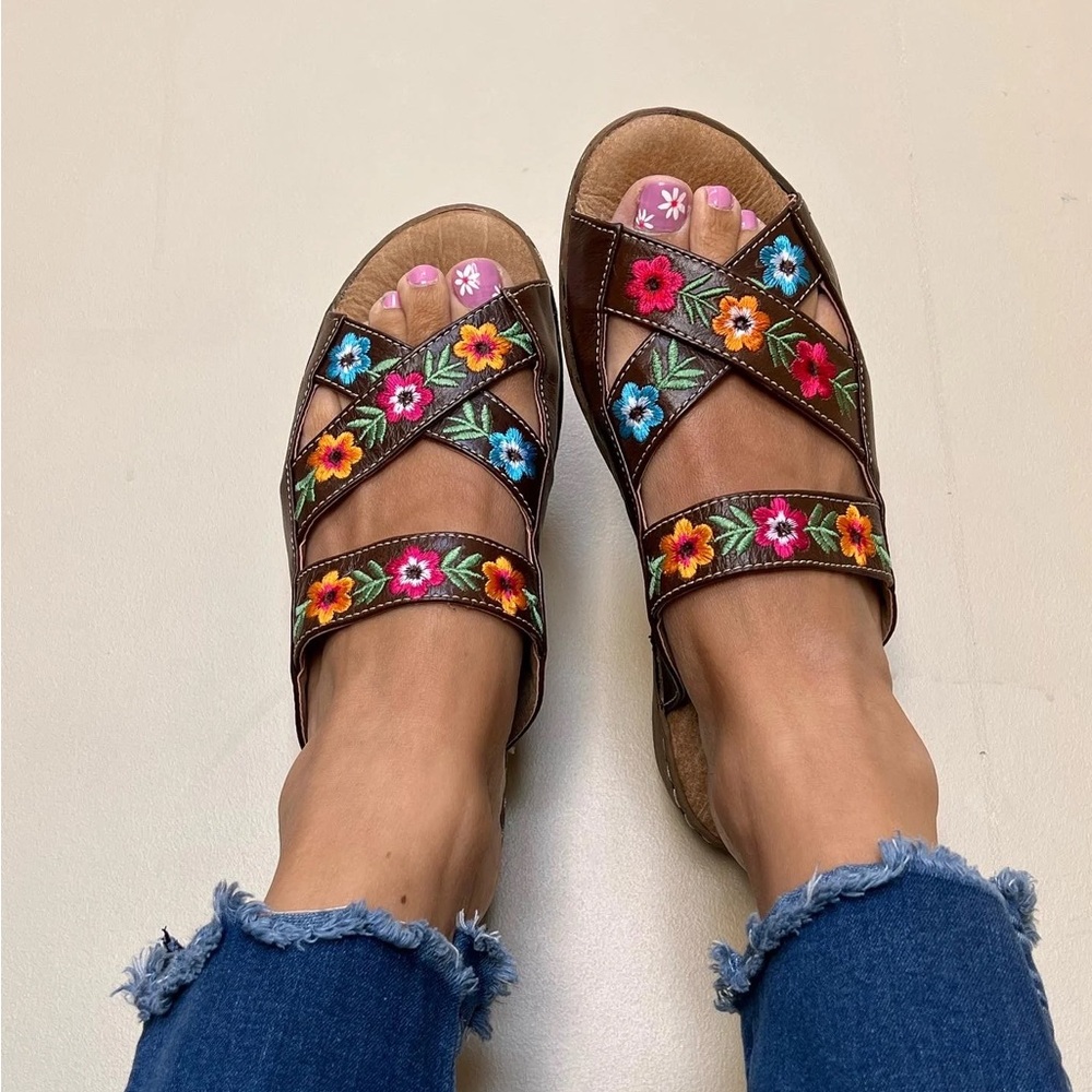 Brown- Handmade ethnic genuine leather sandals